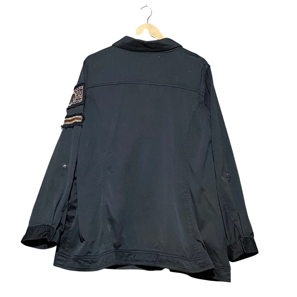 Torrid Womens Black Cotton Military Field Jacket Zip Button Utility Pockets 4X